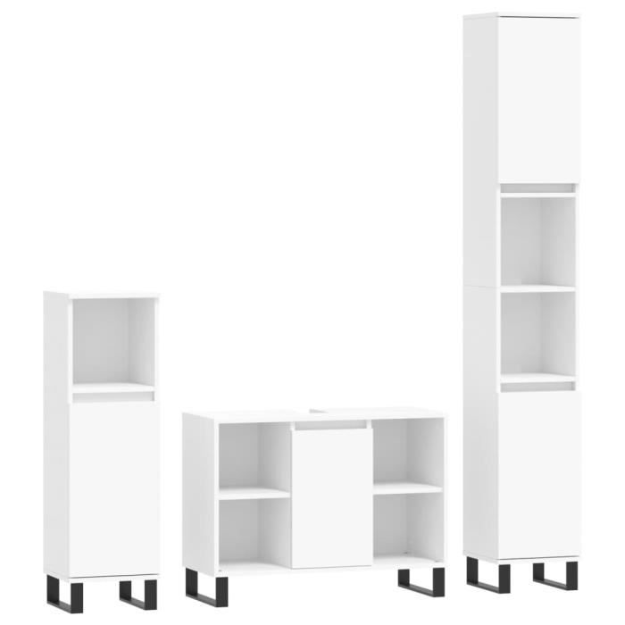 VidaXL Ensemble de meubles salle de bain 3 pcs blanc bois d'ingénierie 3190307