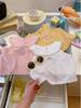 Summer Girls' Embroidered Cat Short Sleeve Pure Cotton Doll Collar Top