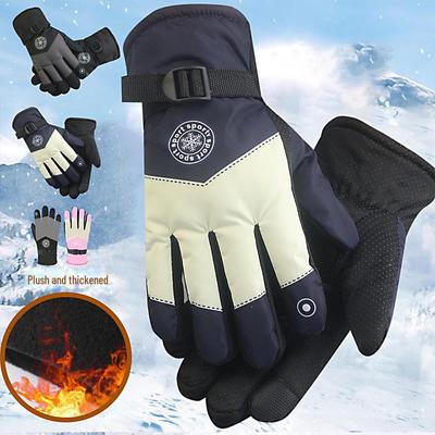 Men's & Women's Winter Ski Gloves - Velvet Lined, Warm, Non-Slip, Waterproof, Touchscreen Compatible for Outdoor Activities & Cycling