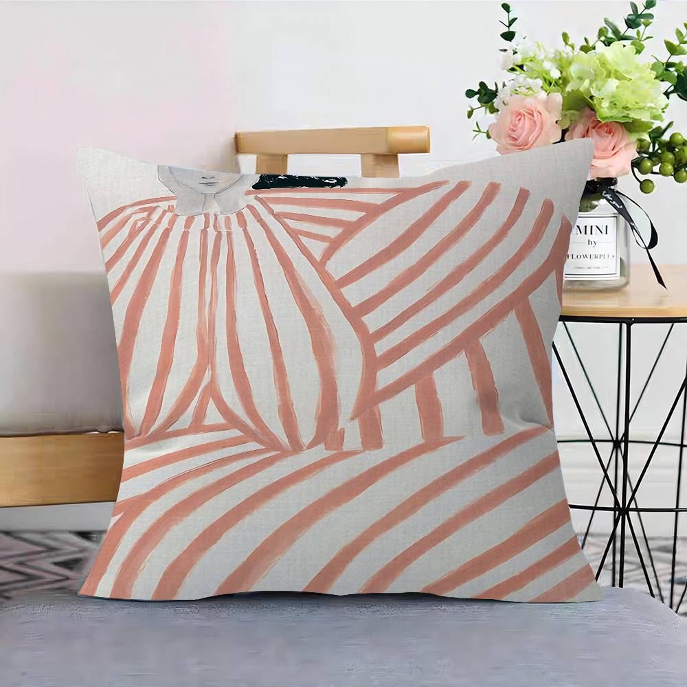 Abstract Line Geometry Curve Girl Pillow Anime Pillow Sofa Bed Head Pillow Cover Cushion Cover 45x45 Cm Fashion
