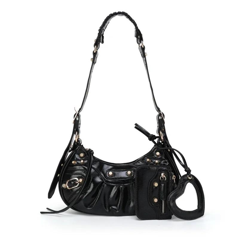 

Модная сумка через плечо с заклепками для мотоциклистов, осенне-зимняя, новая женская сумка-мессенджер из мягкой искусственной кожи 27x13x7cm