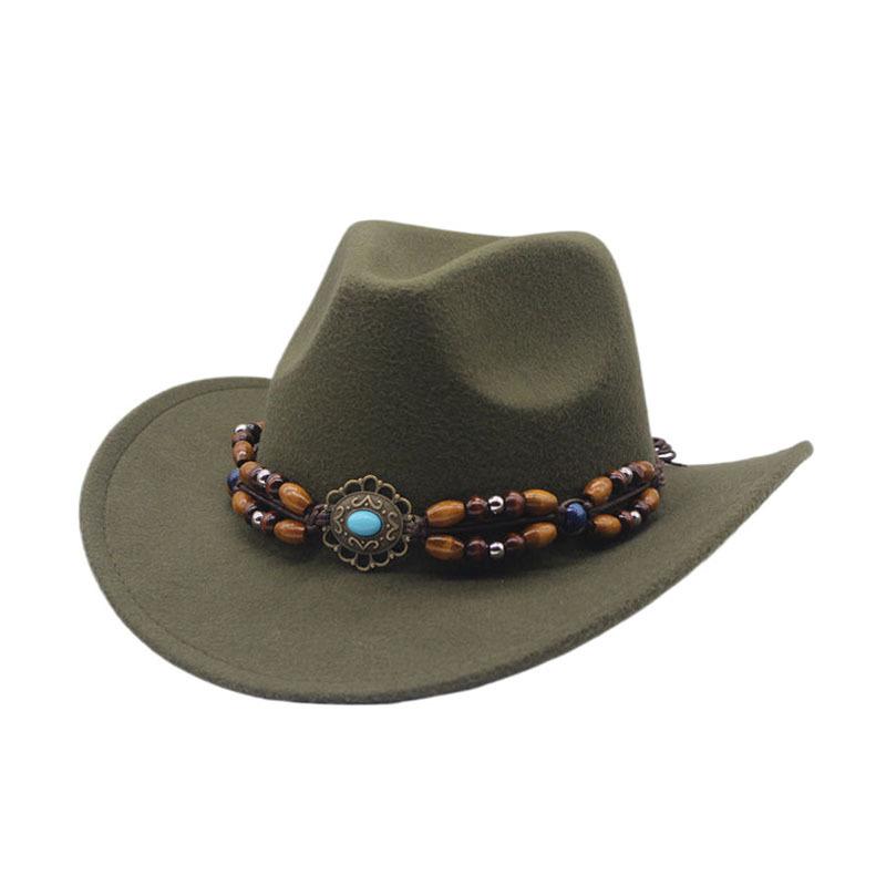 European and American New Spring, Autumn and Winter Western Cowboy Hat Woolen Fashion Upturned Brim Men's and Women's Tibetan Jazz Hat