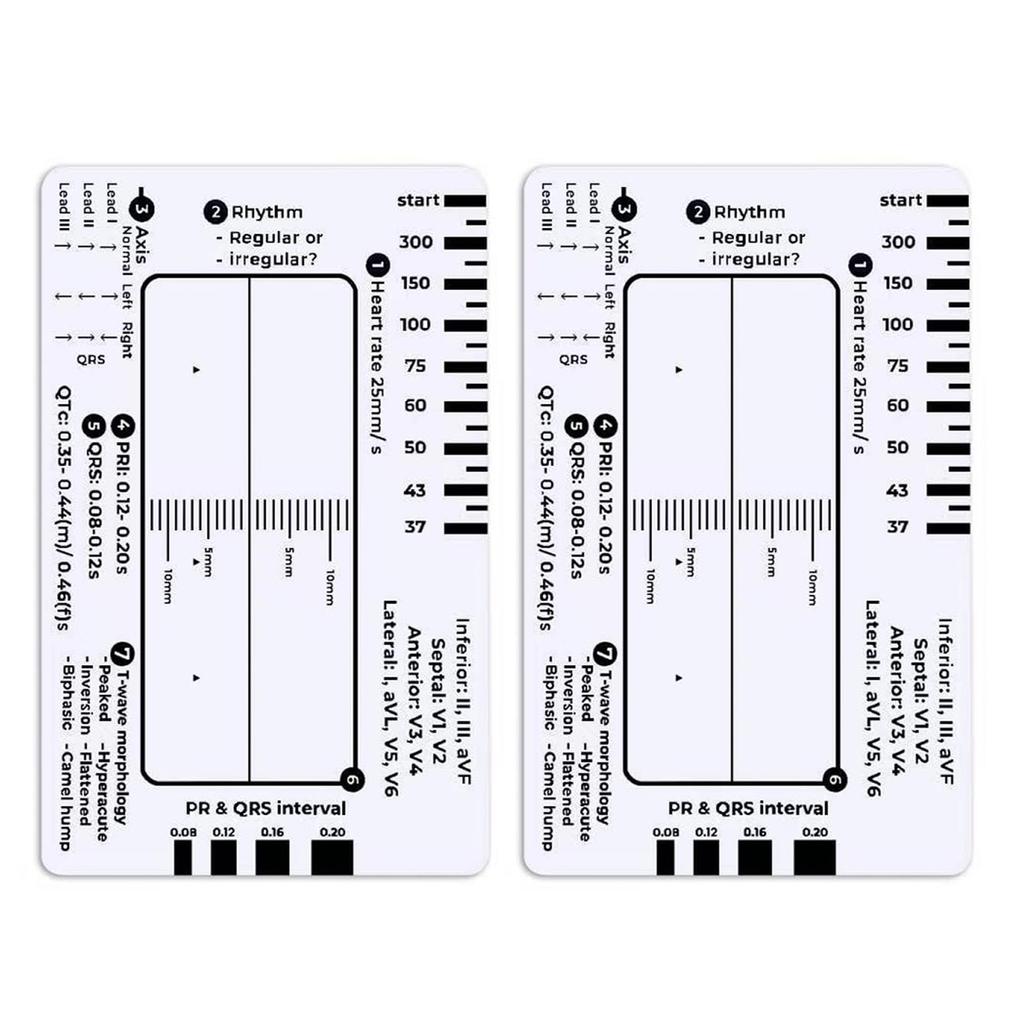 Professional Pocket Card 7 Step Ruler For Easy Electrocardiogram Assessment Reference Guide Efficient Heart Data Reading