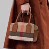 Checkered Design Women's Small Handbag Made of High-quality Canvas and Cowhide Materials