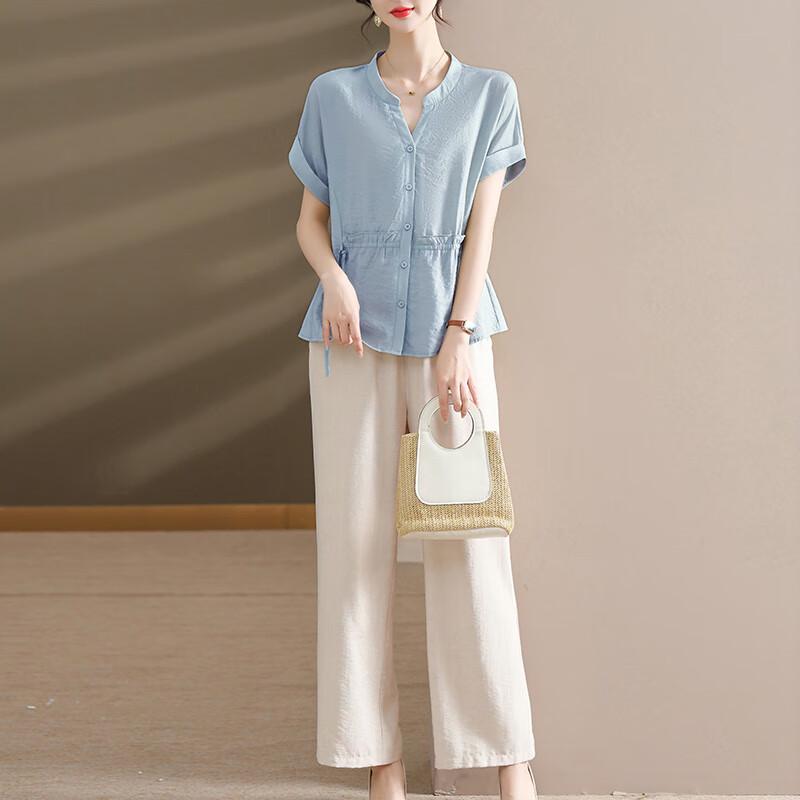 XUEXI Elegant Middle-Aged Women s Chiffon Summer Outfit Set 4XL