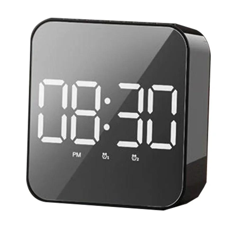 

Mirror Digital Alarm Clock, LED Display with Dimmable Time Temperature Calendar, Snooze Mode for Bedside Desk Decor чёрный