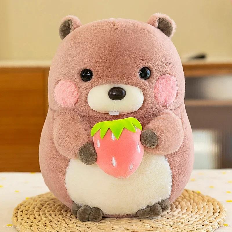Kawaii 20/30/40cm Süßes Murmeltier Plüschtier Stofftier Weiches Liebenswertes Hamster Hält Essen Plüschkissen Für Kinder Geburtstag Kindergeschenk 20cm