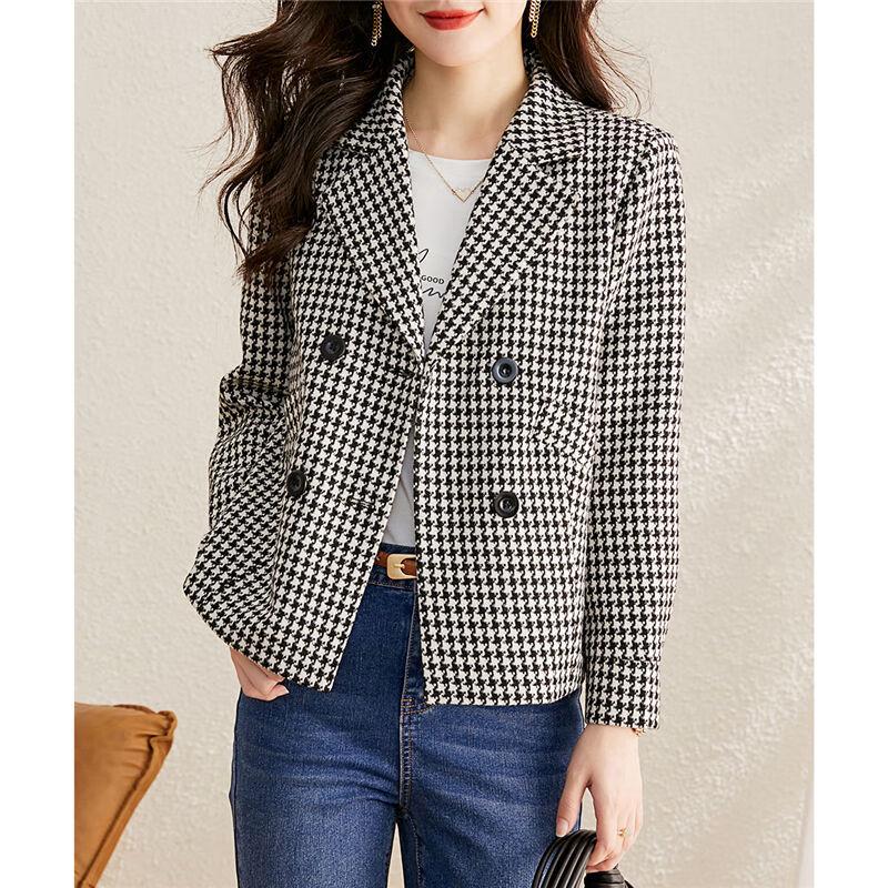 Women's Autumn Plaid Lapel Short 'Little Fragrance' Jacket
