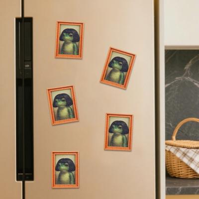 1/2/3/4/5ks Žába Magnet na ledničku Kuchyňská dekorace Vintage Mini Zelená žába Magnet na ledničku s dřevěným rámem Dekorace Domácí kancelář