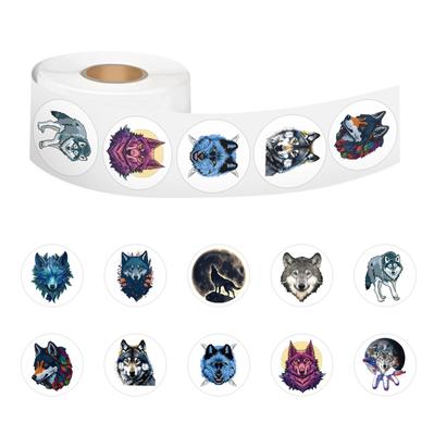 500 Aufkleber/Rolle Cartoon Wolf Tier Rollband Kühlschrank Skateboard Schrank Tasse Handy Hand Zelt Klebeband
