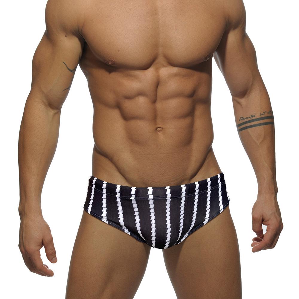 

JESSBORN Men s Low-Waist Striped Swim Briefs Large
