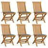 Garden Chair - VIDAXL - 6 Pcs - Solid Teak Wood - Grey Cushions - Weather-resistant
