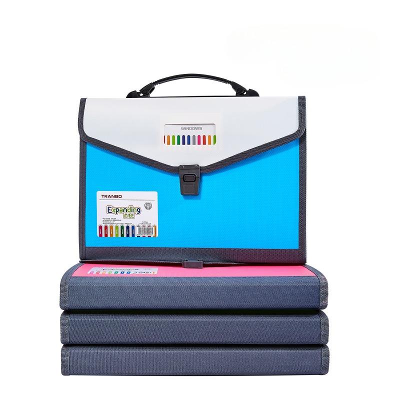 1pc Handheld Fashion Buckle 13 Grid Organ Bag, Student Subject Information Bag Storage Bag File Folder
