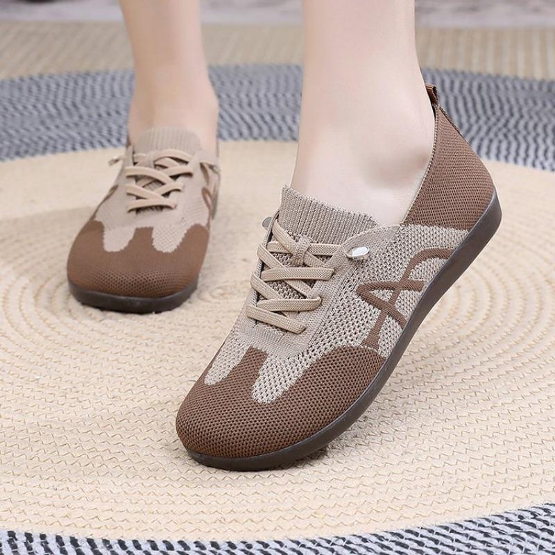 Women New Summer Mesh Shoes Casual Breathable Lace Up Shoe Versatile Retro Flats Lightweight Non Slip Mother Shoes Zapatos Mujer