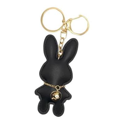 Rabbit Keychain Stuffed Toy Leather Korean Fluffy Animal Fashionable Cute Adult Girls Bag Charm Rabbit Key Ring Ladies Women Girls