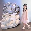 Girls' Summer Sandals, Pearl and Bowknot Princess Shoes for Girls, Children's Versatile Soft-Soled Beach Sandals.