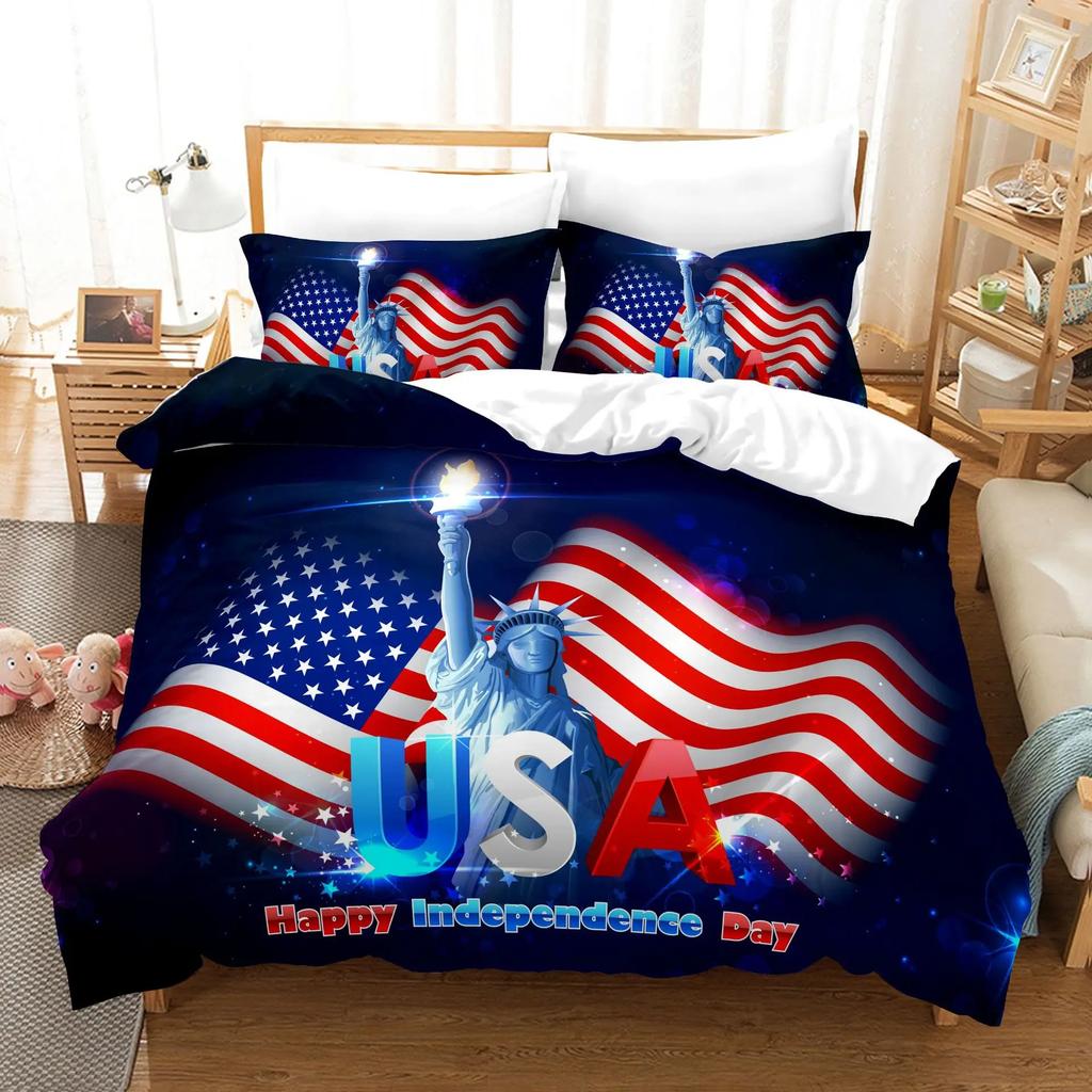 American Statue of Liberty Soft Duvet Cover King/Quen Sized Dimensions for Children Kids Tens Adult Peoples New York Famous Atractions Comfortable