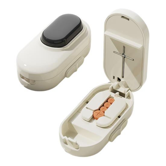 Pillenschneider Teiler Tragbar 2-in-1 Pillenschneider Einstellbar 1/2 1/4 Tablettenteiler mit Scharfer Klinge für Kleine Und Winzige Pillen Arbeit Reisegebrauch