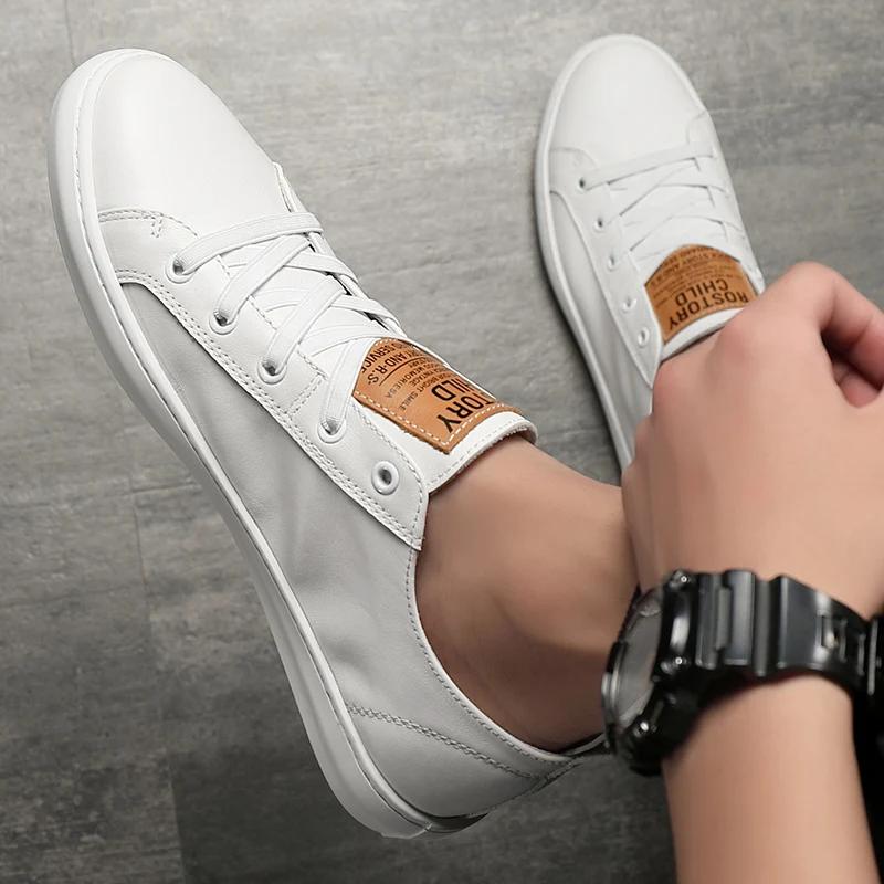 Sapatos Masculinos Planos de Couro Genuíno Feitos à Mão Marca Designer Calçado para Caminhada Antiderrapante ao Ar Livre Slip-on Casual Couro Sapato Vulcanizado