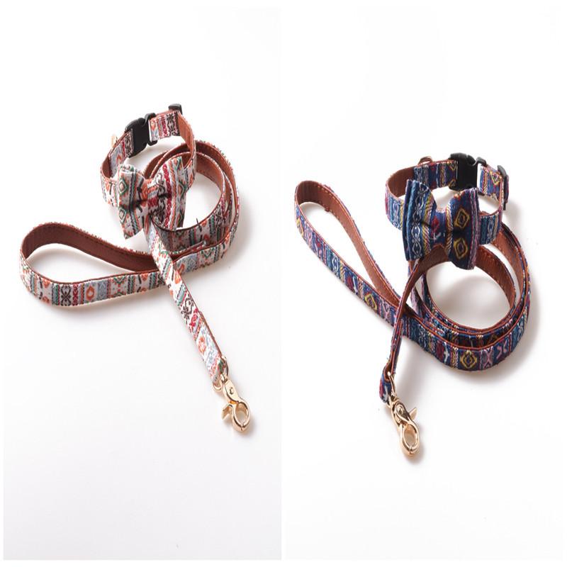 Style Vibrant Ethnic Pet Collar Double Layer Butterfly Shaped Pattern Design
