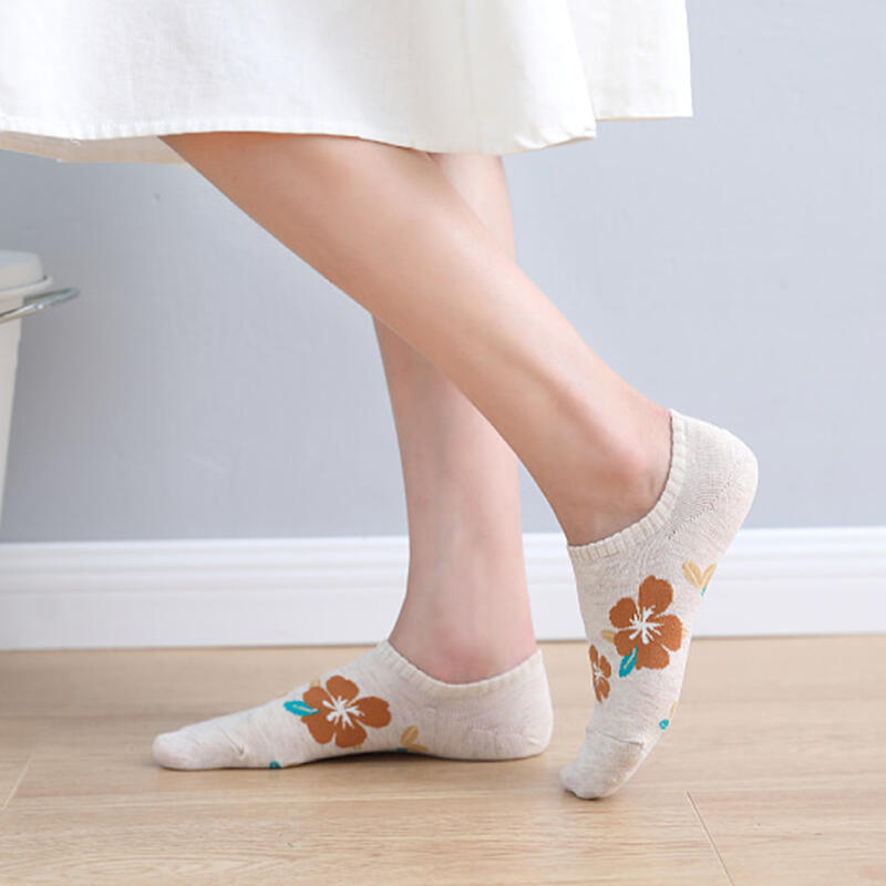 10 Pairs of Women s Hibiscus Flower Fake Socks 10 pairs (random colors)