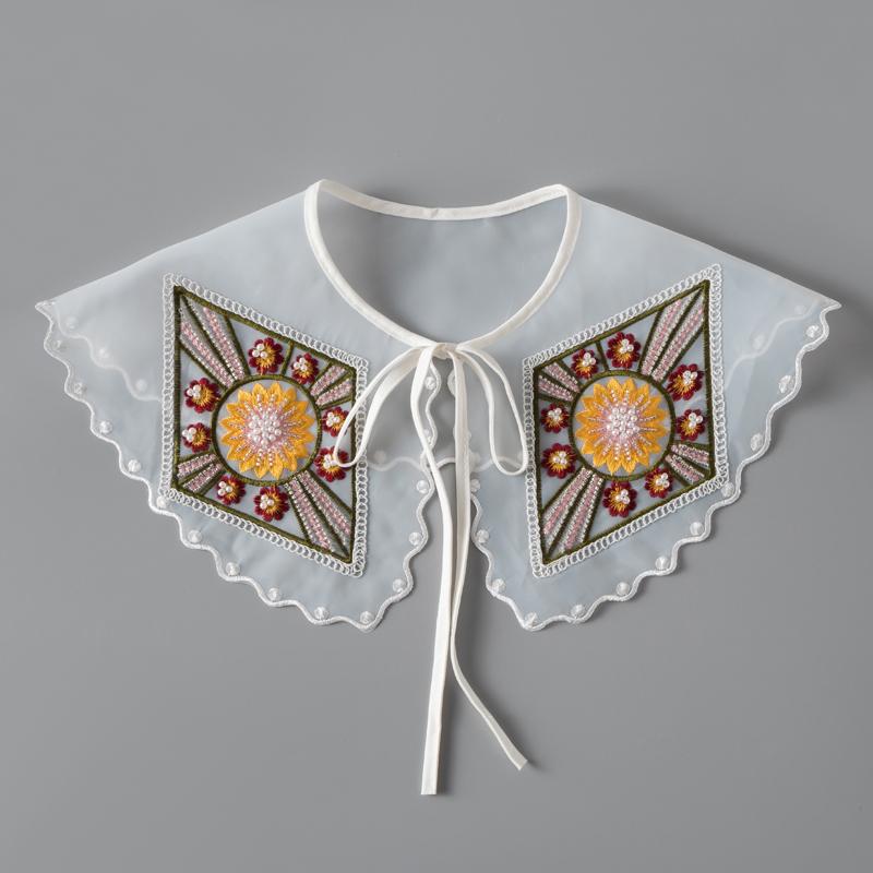 Perfect Match Pink Women Scarf Shawl Detachable Collar Tie Necklace Embroidery Lapel Fake False Collar Woman Lace Tie Neckwear Nep Kraagie