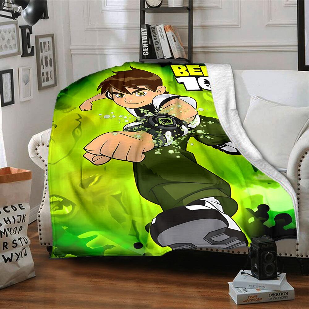 1pc Ben 10 Blanket Lightweight Flannel Throw For Sofa, Bed, Travel, Camping, Livingroom, Office, Couch, Chair, And Bed
