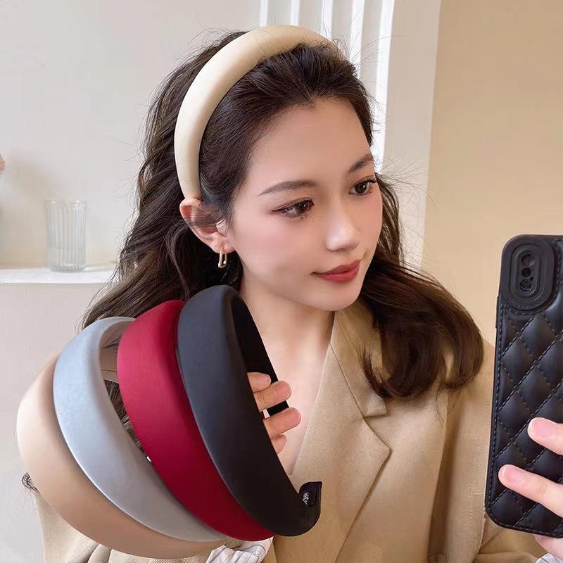 Satin Glossy Sponge Headband for Women To Go Out with High Head and Face Small Hair Accessories Clip Headband