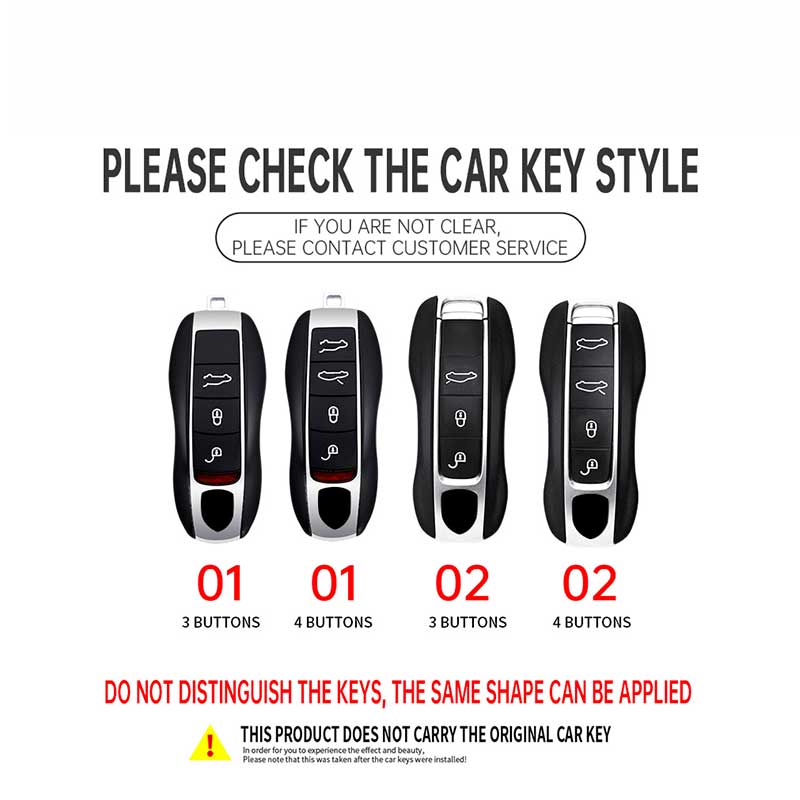 AABKU1 Zinc Alloy + PU Leather Car Key Case Cover Keychain For Porsche Panamera Spyder Carrera Macan Boxster Cayman Cayenne 911 970 981
