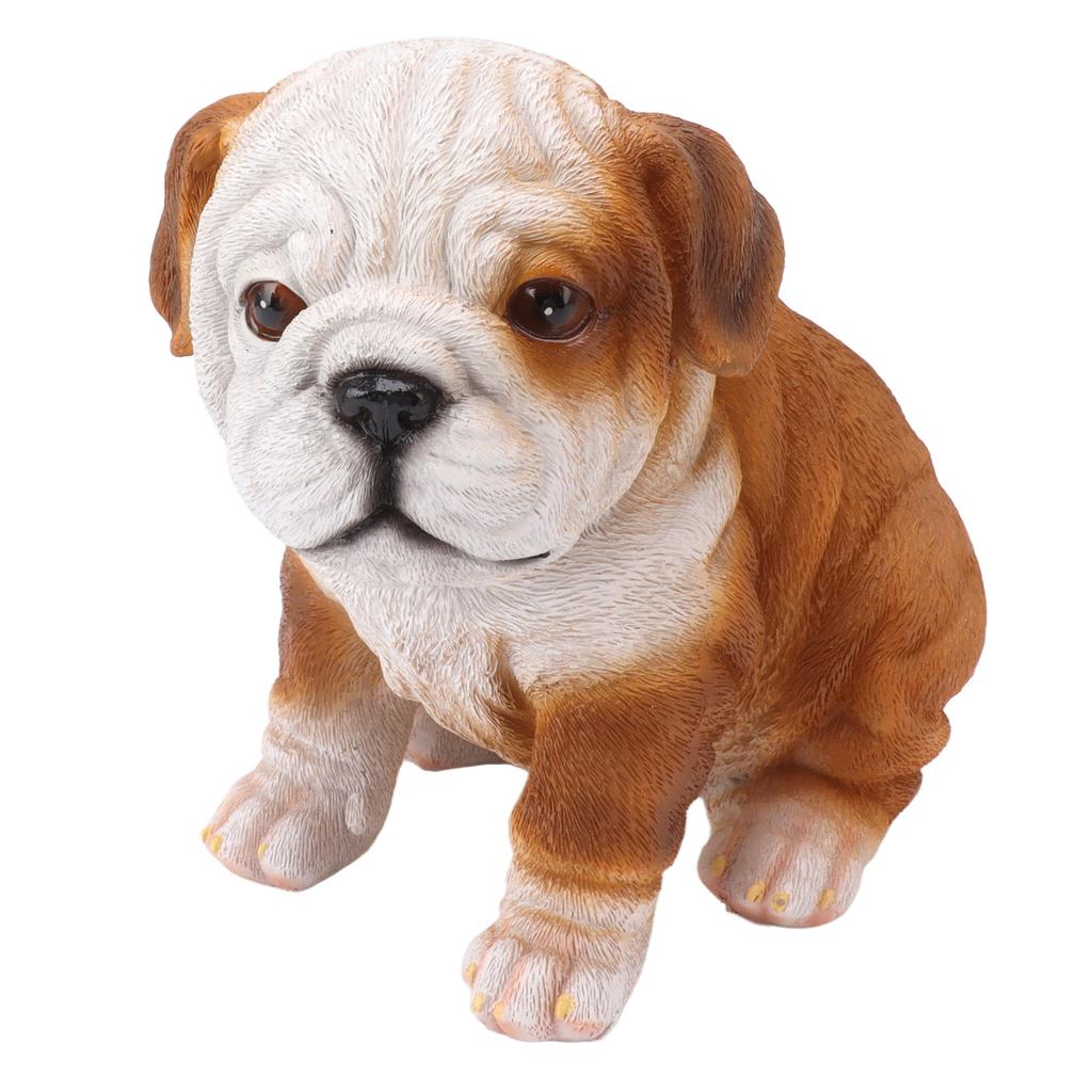 English Bulldog Puppy Statue Lifelike Resin Bulldog Sculpture for Garden Lawn Porch Decoration