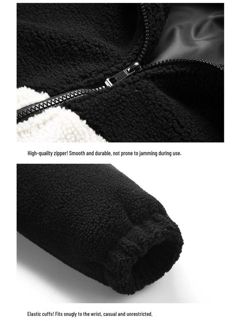 Men's Thick Lambswool Fleece Sports Cardigan - Warm & Stylish for Fall/Winter