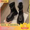 Fashion Thick soled British style black women's 2025 autumn new height increasing versatile retro thin short boots slim boots