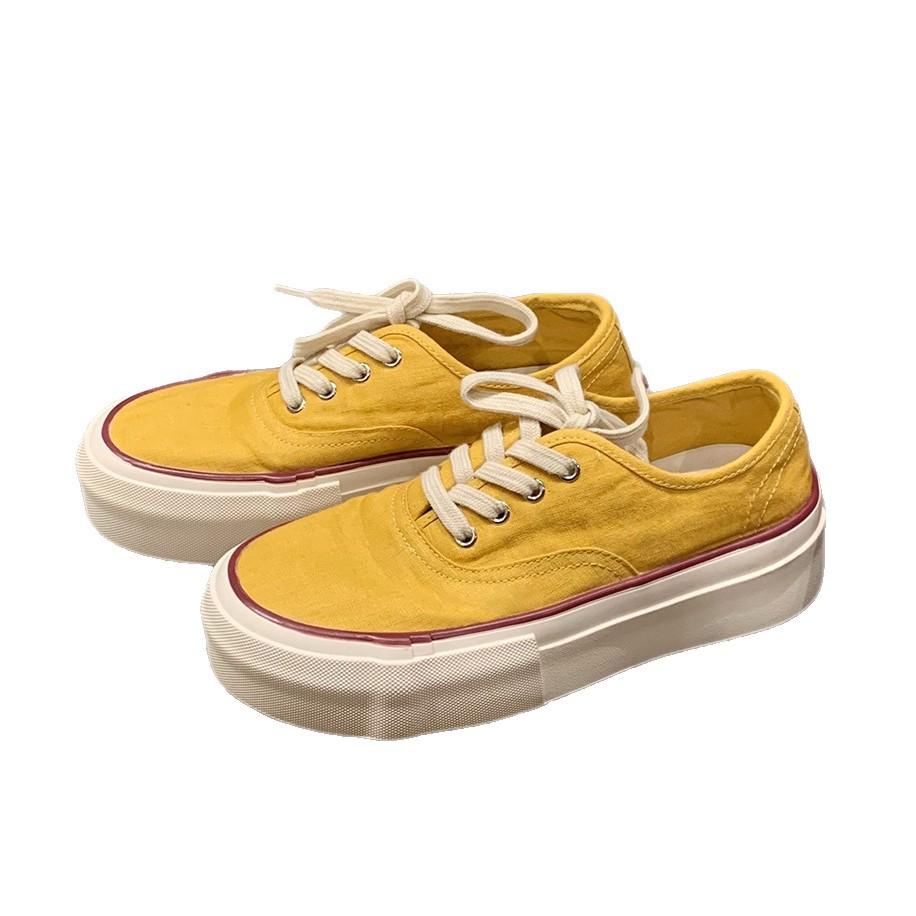 Grape mother studiolee breathable linen contrasting color lace-up round head casual wind thick baseplate shoes women's canvas shoes