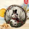Vintage Snowman Round Metal Sign Christmas Wall Art Home Decor