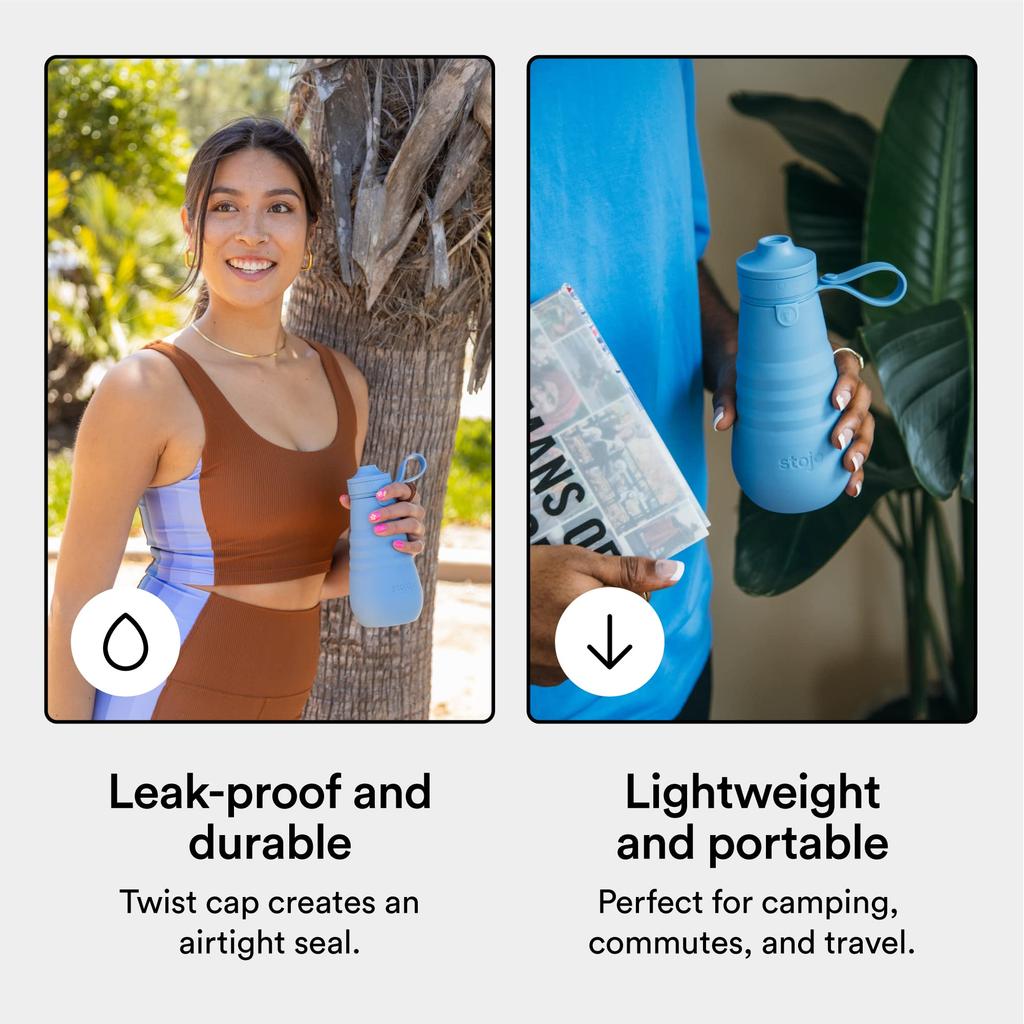 Stojo 590ml Steel Silicone Foldable Water Bottle