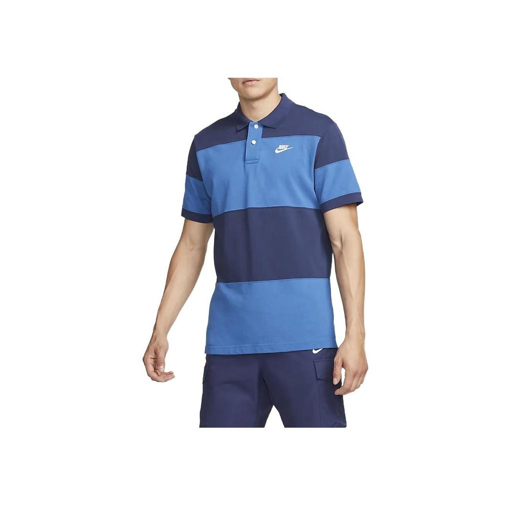 Nike Logo Print Short Sleeve Polo With Ribbed Collar And Cuffs Men Tops Blue DM6951-410