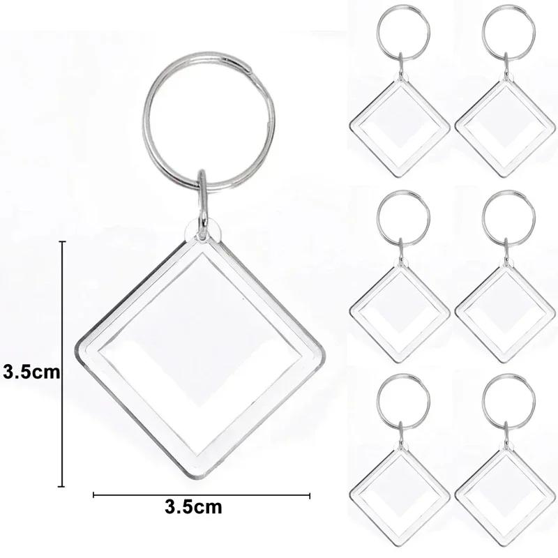 

5/50pcs Transparent Photo Frame Keychain Tassels Snap-In Custom Insert Photo Acrylic Blank Keyring Clear Blank Picture Pendant 5 pcs