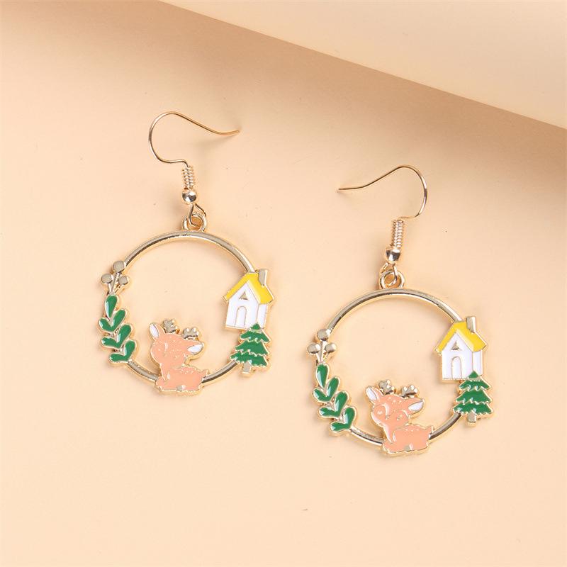 Trendy Cute Animal Drop Dangle Earrings For Women Girls Cat Rabbit Koi Dragon Colorful Enamel Golor Color Earrings Pendientes