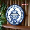 Vintage Blue White Porcelain Floral Metal Sign 7.8 Inch Round Rustproof Wall Decor For Cafe Beach Home Plate Art