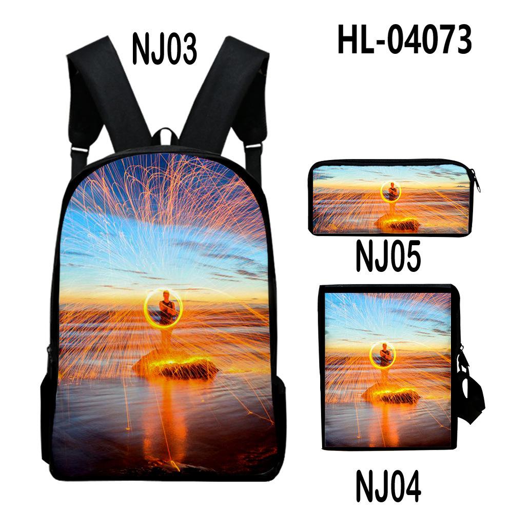 Iconic Distinctive Black Rock Shooter 3D Design 3pcs/Set Learner Bags Everyday Laptop Everyday Backpack Sling Carry Tote Pencil Pouch