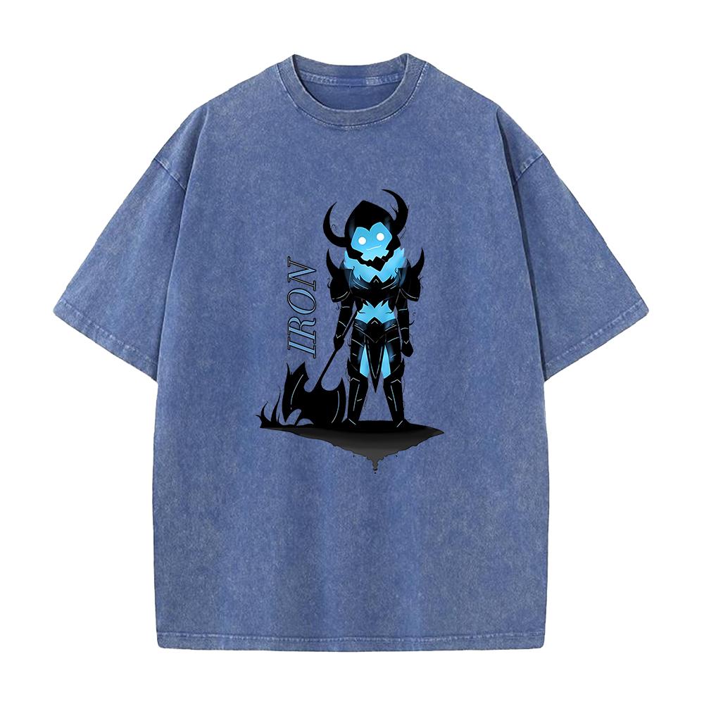 Anime Solo Leveling Sung Jin-Woo Ashborn Printed Tshirt Men Vintage Washed T-shirts Manga Cotton Tee Harajuku Male T Shirt