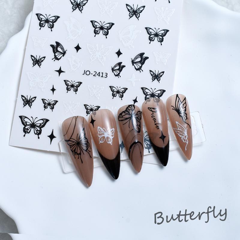 Black White Butterfly Nail Sticker Diy Nail Design Slider Nail Art Decoration