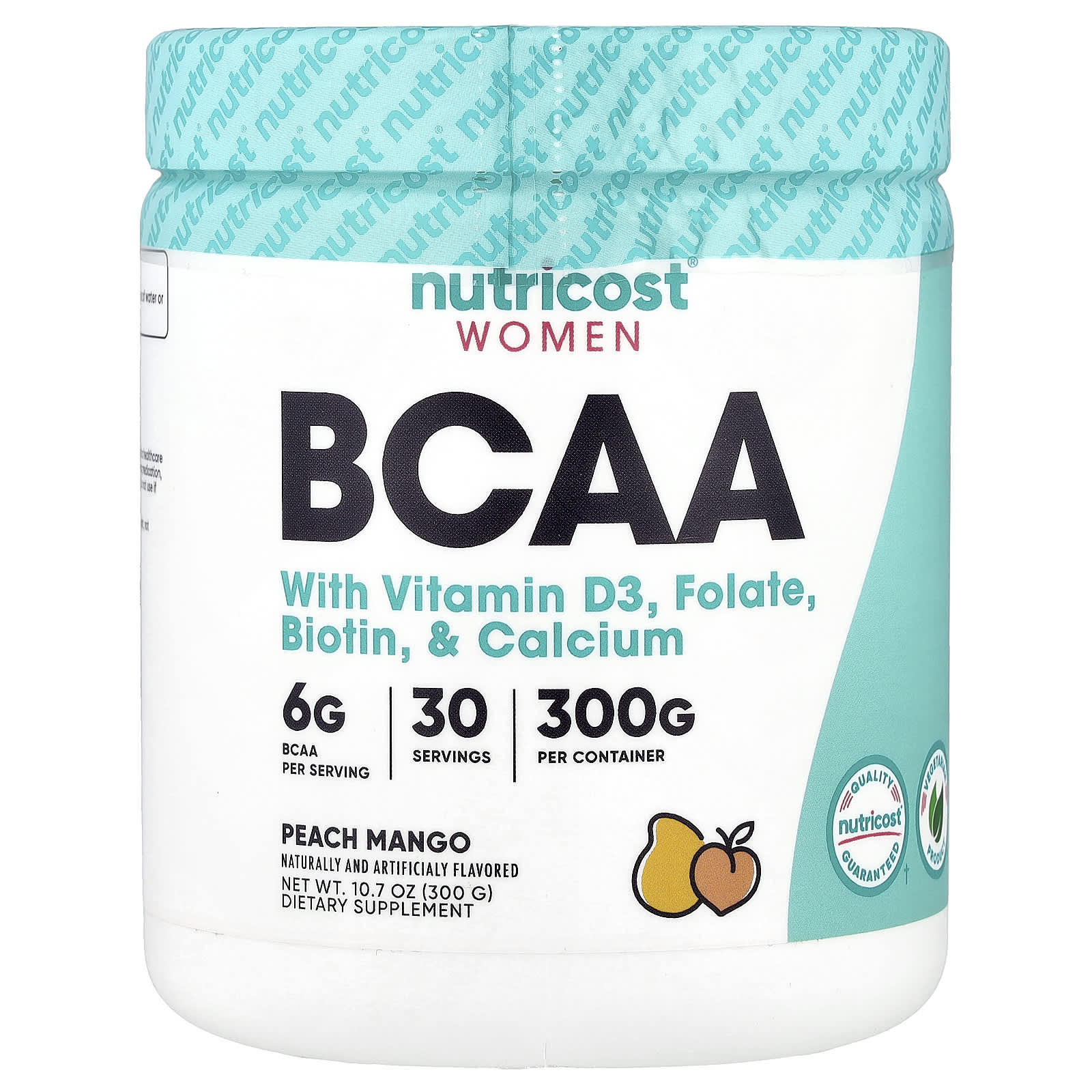 

Women s, Bcaa with Vitamin D3, Folic Acid, Biotin, Calcium, Peach Mango Flavor, 300G (10.7Oz)
