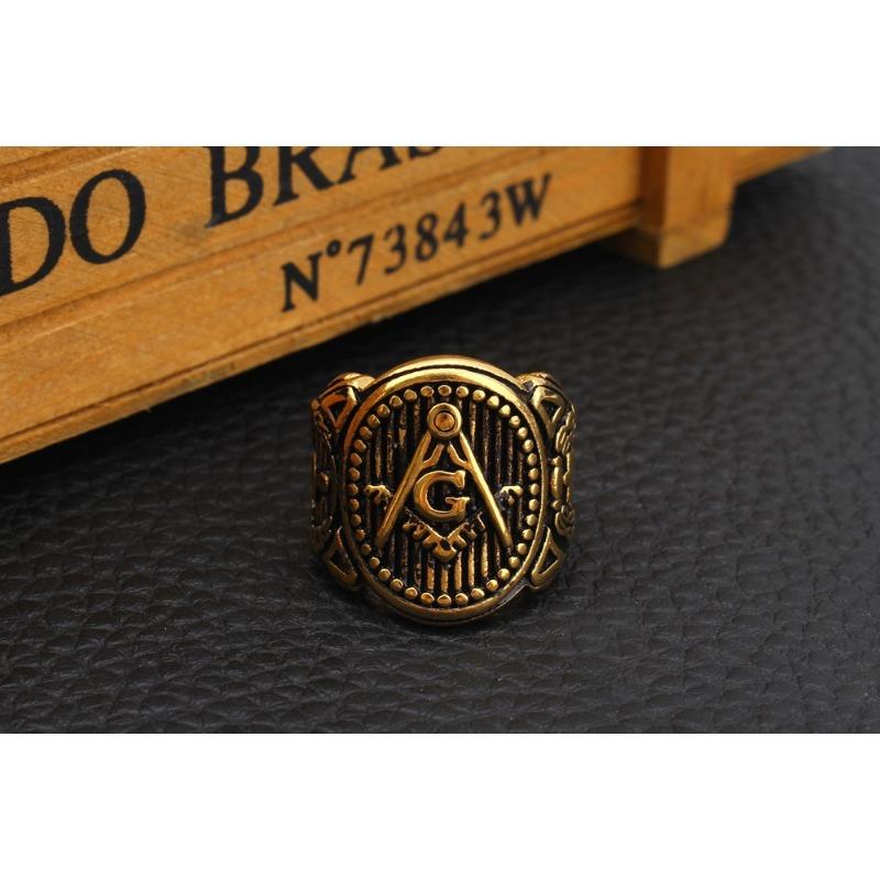 Gold-Freimaurer-Logo-Edelstahl-Herrenring, personalisierter Ring aus Titanstahl, Schmuck
