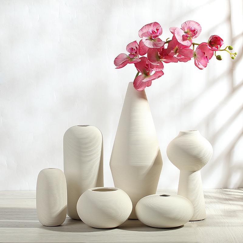 Wasabi Style Creative Dried Flower Arrangement White Brushed Ceramic Vase Ornaments Living Room Restaurant Home Decoration Hot