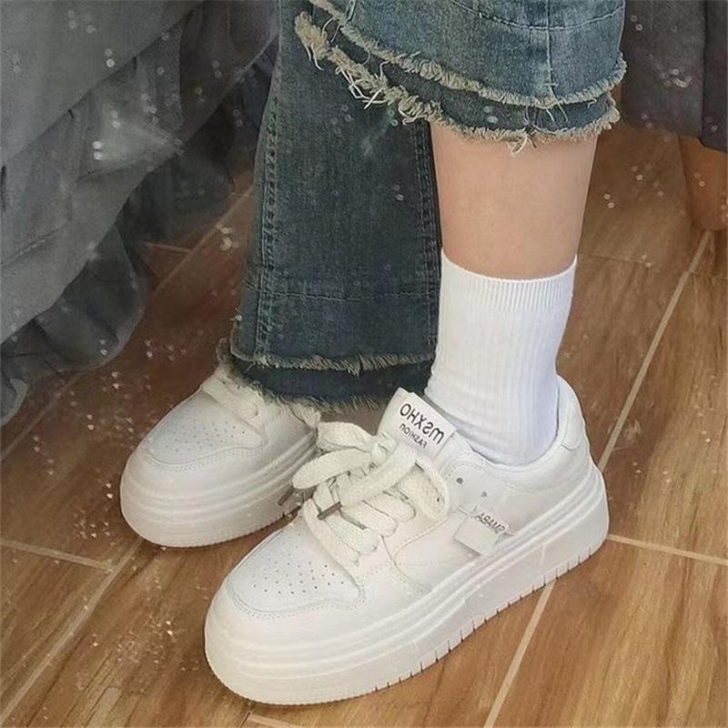 Female Fashion Ins Student Thick Bottom White Shoes Casual Shoes Sports Board Shoes