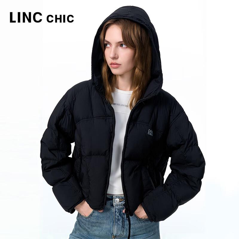 Jinyujie Women's Short Hooded 90% Duck Down Puffer Jacket