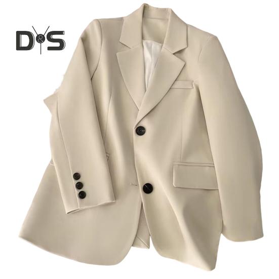 Women's Suit Spring Autumn Female Top Office Lady Blazer Loose Fit Thin Jacket Lapel Collar Coat for Work Leisure Time