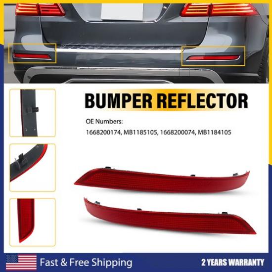 2Pcs Red Bumper Rear Lens Reflector For Mercedes Benz 2012-2015 ML350 ML400 W166