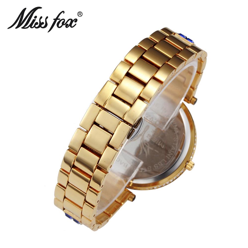 MISSFOX Women Quartz Watch Fashion Bling Casual Ladies Watch Female Quartz Gold Watch Crystal Diamond Leopard For Women Clock